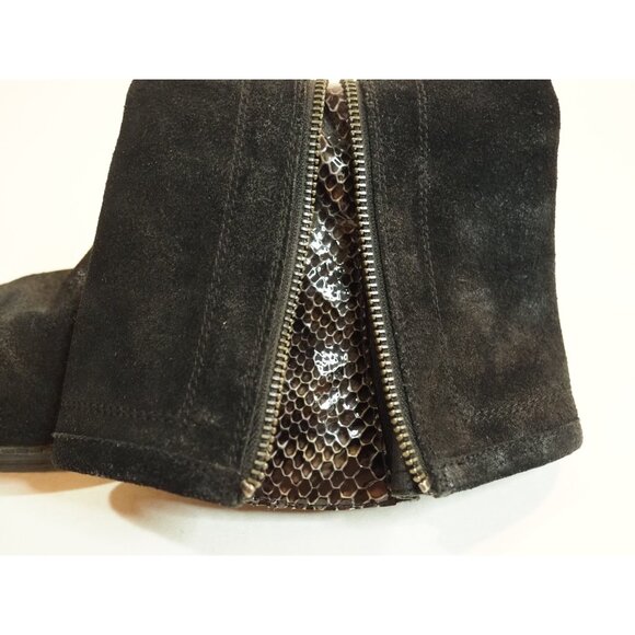 Ugg Black Suede Black Snakeskin Detail Zipper Ankle Boots, Size 7 (US) - Picture 9 of 10